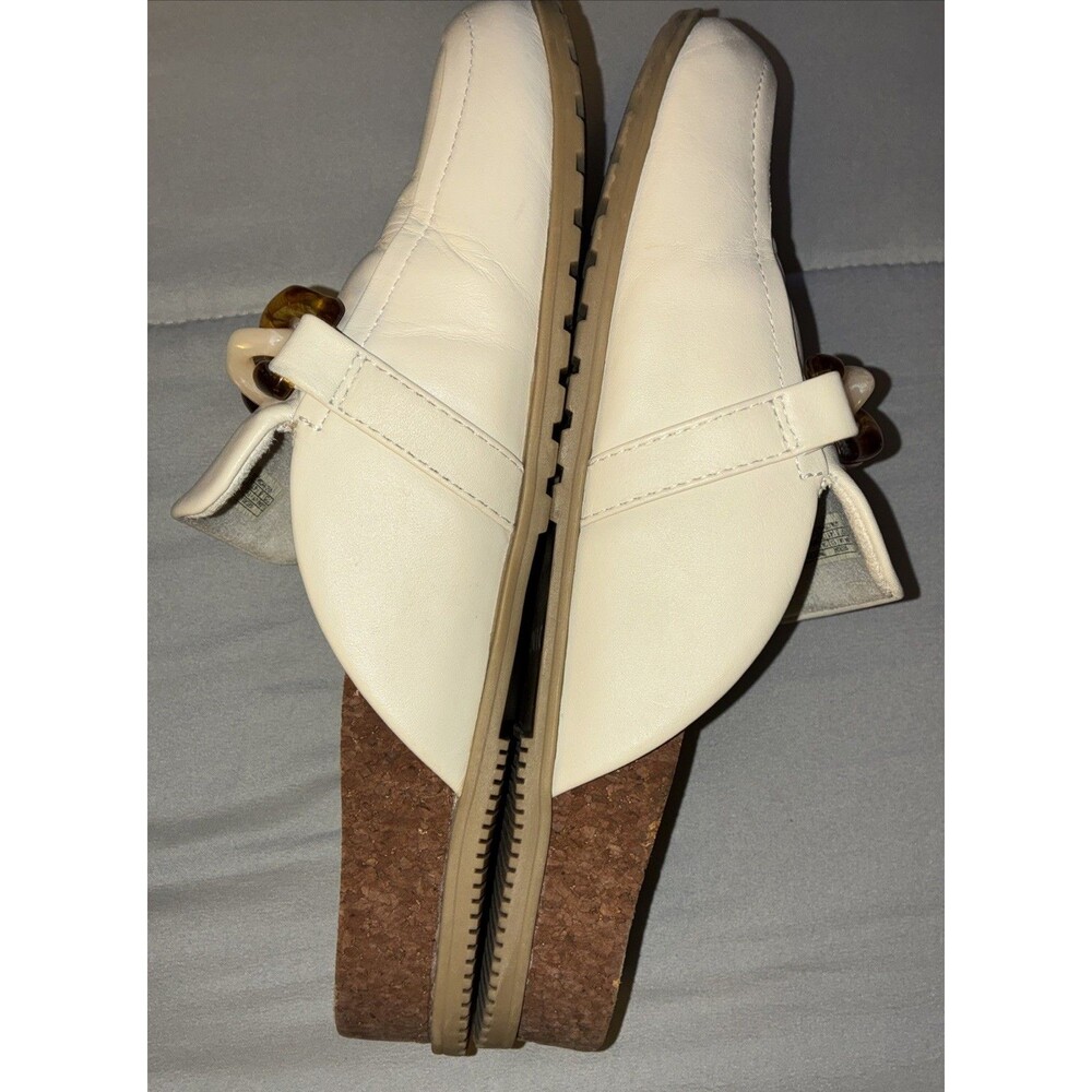 Vionic Mules 10 Georgie Cream Leather Chain Cork Comfort Platform Clog Orthotic - Picture 5 of 13